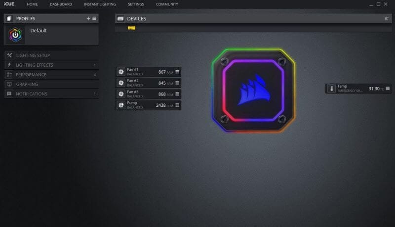 2020 10 29 11 39 08 Corsair iCUE H150i Elite Capellix iCUE Software 1 Corsair iCue H150i Elite Capellix CPU Cooler Review