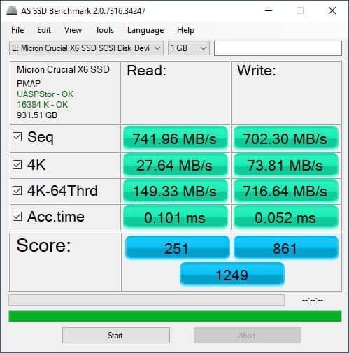 Crucial X6 Portable SSD Review 11 2021 06 23 09 51 17 AS SSD Benchmark 2.0.7316.34247 Crucial X6 Portable SSD Review