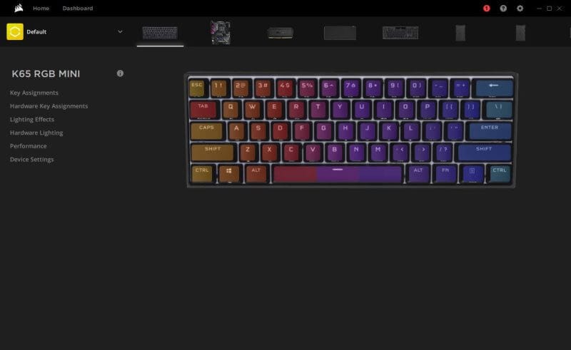 Corsair K65 Mini screens Review 01 Corsair K65 RGB Mini Mechanical Keyboard Review