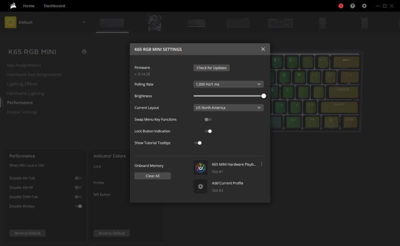 Corsair K65 Mini screens Review 06 Corsair K65 RGB Mini Mechanical Keyboard Review